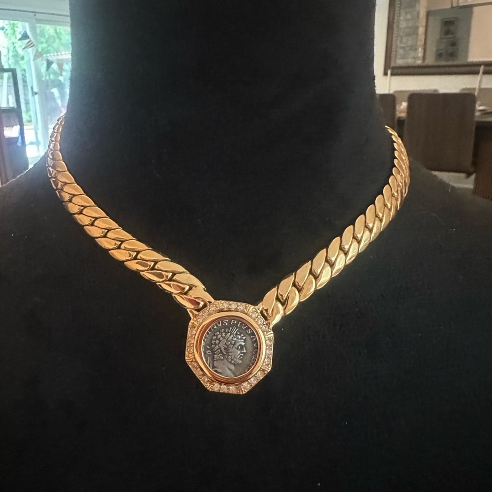 Carolee Gold-Tone Chain Necklace with Coin Medallion